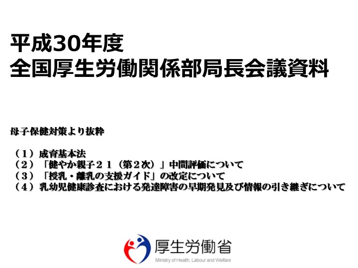 平成30年度 全国厚生労働関係部局長会議資料（厚生労働省）